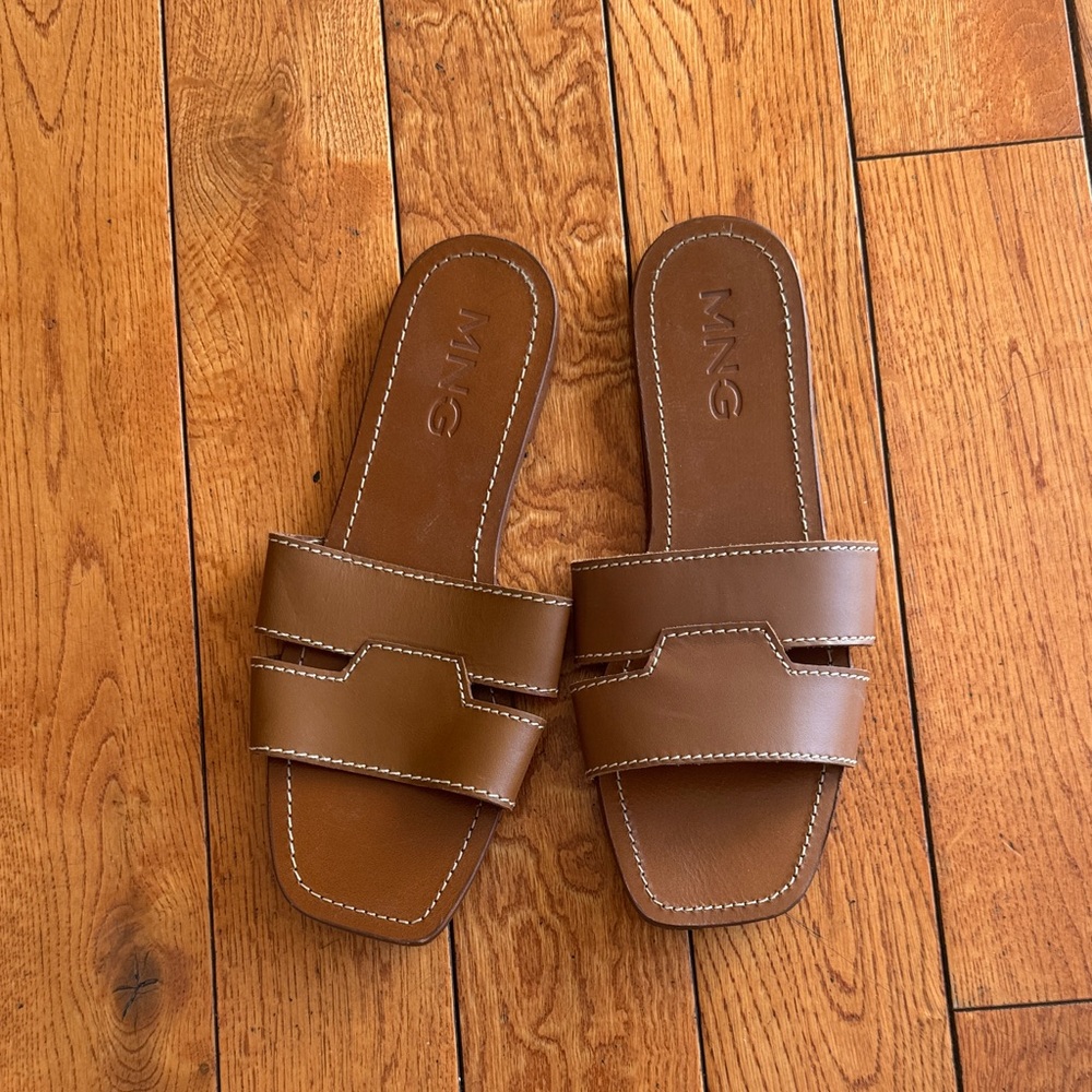 Mango Brown Slide Sandals